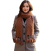 NEOSAN Women's Knit Scarf Winter Neck Warm Long Ribbed Thick Scarves Fashion Tassel Scarfs