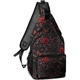 xiaotcq Rose Gothic Style Crossbody Bags for Women Men Trendy Sling Bag Backpack Casual Chest Bag Shoulder Strap