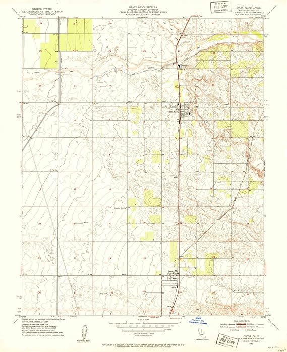 California Maps 1952 Ducor, CA USGS Historical