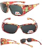 VeryHobby Womens Polarized FIT OVER Sunglasses Cover Rx Glasses Rhinestones Floral Prints