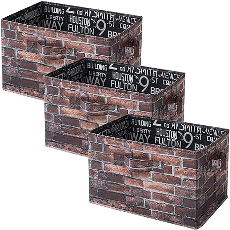 Amazon 山善 収納ボックス 幅38 奥行25 高さ25cm 取っ手付き カラーボックス対応 完成品 ブルックリンレンガ 3個組 Ytct 3p Br 収納ケース ボックス オンライン通販