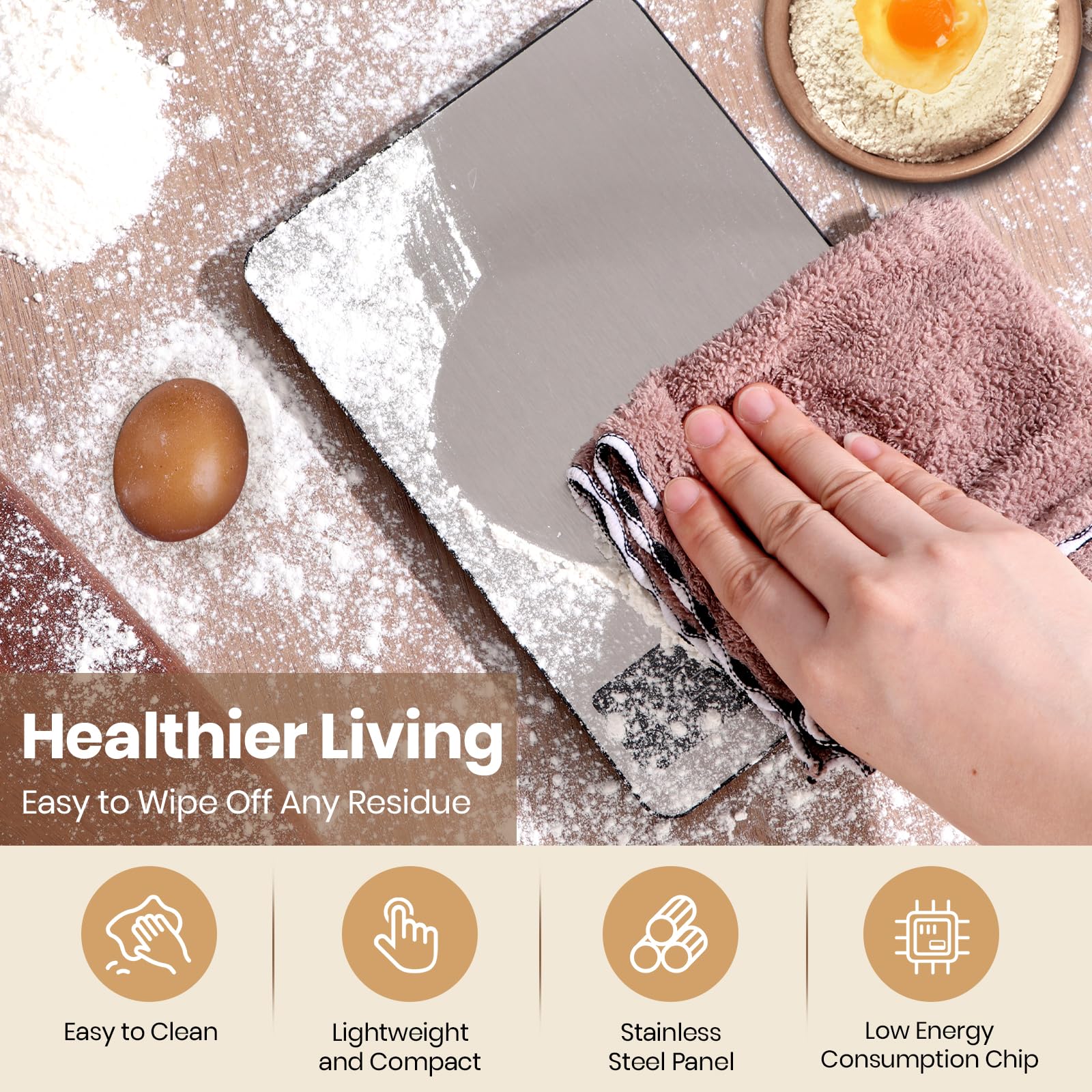 Food Scale, 11lb Kitchen Scale with 0.05oz/1g Precision, 6 Units Tare Function & LCD Display, Stainless Steel Digital Scale for Baking, Cooking, Meal Prep - Kitchen Gadgets & Gifts, Home Essentials