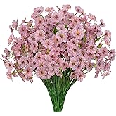 Gamity 15 Bundles Artificial Flowers UV Resistant Outdoor Plants No Fade Faux Plastic Shrubs Fake Silk Flowers Window Box Garden Porch Home Decoration(Pink)