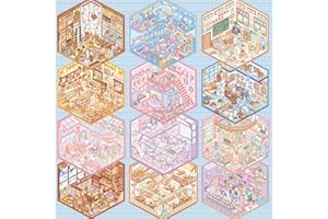 12PCS 3D House Stickers for Kids, Bedroom and Gym Theme Reusable Puffy Sticker Set for Crafts, DIY Scene Building Decorations