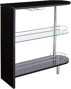 2-holder Bar Table Glossy Black and Clear