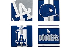 FOCO MLB Official 4-Pack Beverage Drink Ceramic Stone Coaster Set (Los Angeles Dodgers)