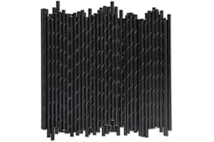 CHUNSPAK Black Paper Straws 1000 Count - 7.75" x 0.24", 100% Biodegradable & Compostable, Disposable Drinking Straws Bulk - Cocktail, Bars, Restaurants
