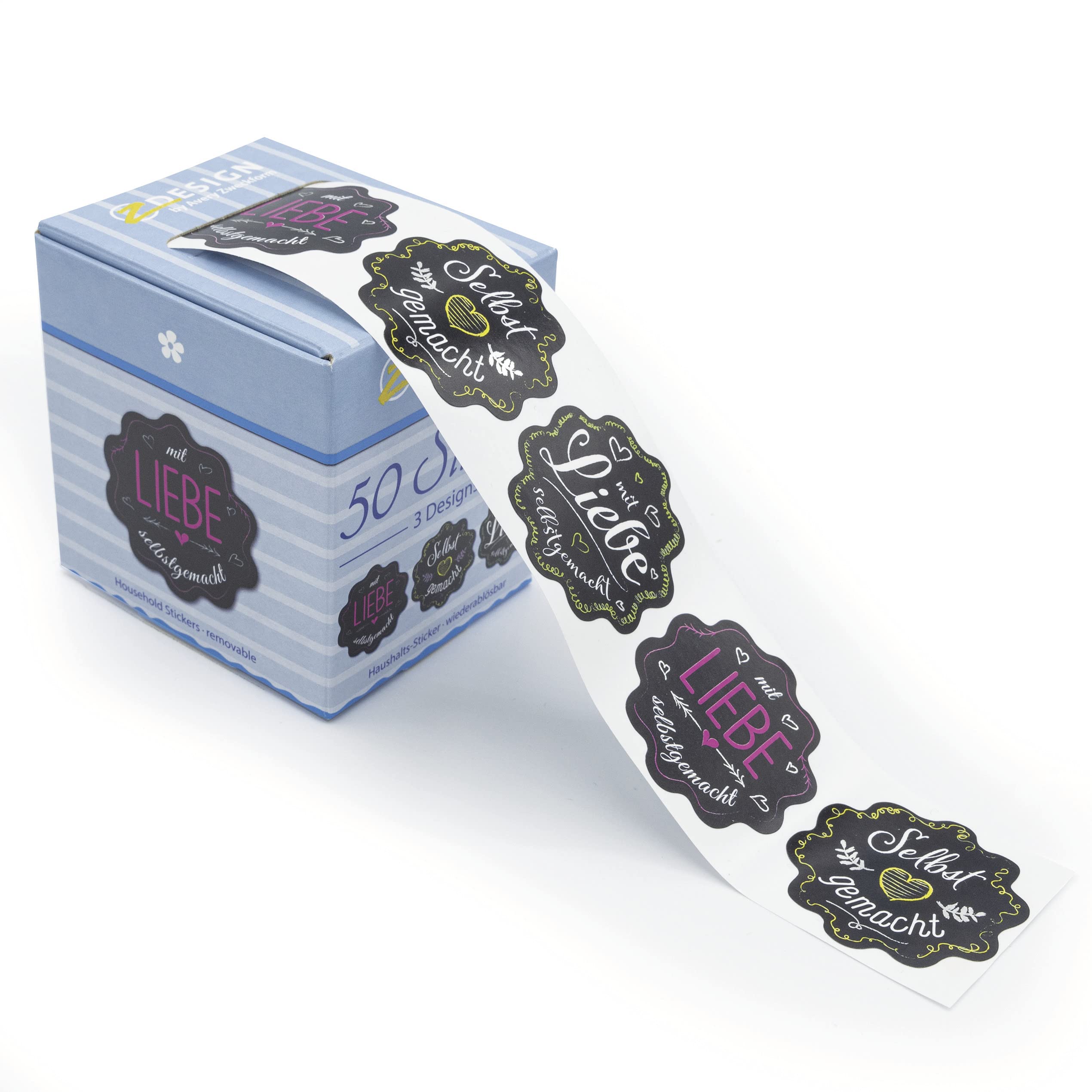 AVERY Zweckform 56859 Jam Labels Self-Adhesive Pack of 50 (Diameter 38 mm, Sticker Jam Jar, Preservable, Household Labels, Removable, Homemade, Writeable) Stickers on Roll, Colourful