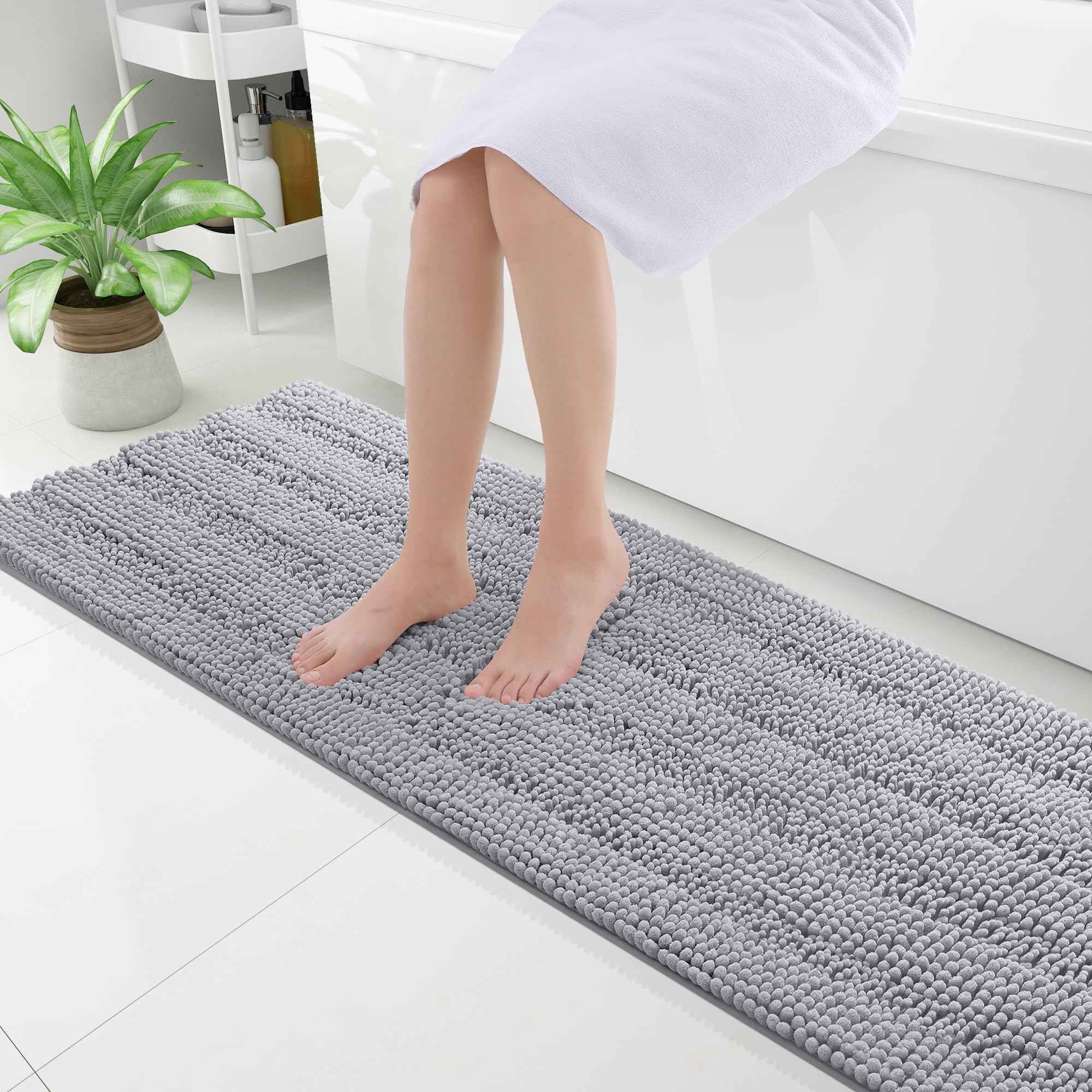 Grandaily Chenille Striped Bathroom Rug