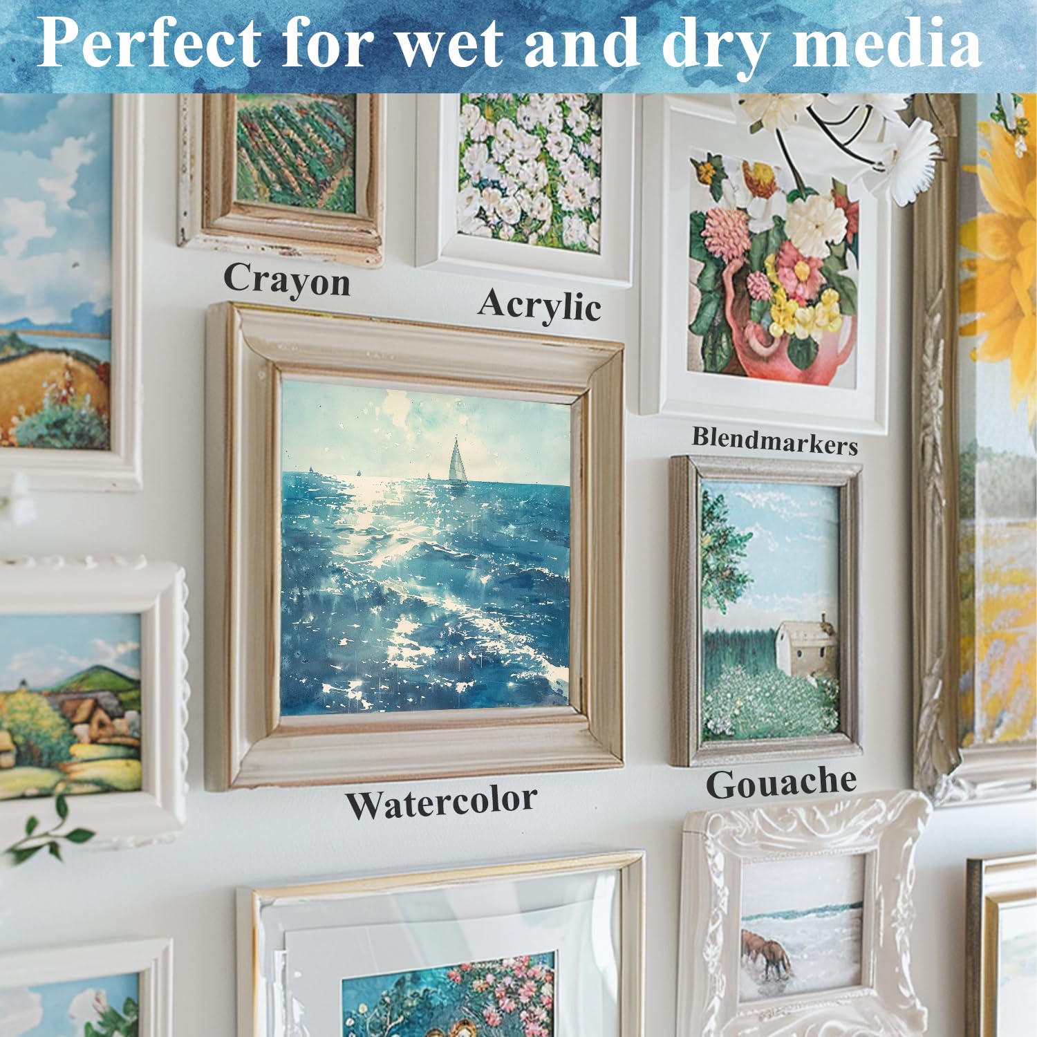 Watercolor Paper Pad, Watercolor Pad 9x12”, 300 GSM/ 140 lb Water Color Paper, 16 Sheets Cold Press - Painting, Drawing & Art Supplies for Adults & Kids, Watercolor Sketchbook for Wet & Dry Media.