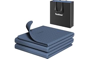 Readaeer Foldable Yoga Mat for Travel Folding Yoga Mat 6mm Thick with Carrying Bag, Non-Slip TPE Exercise Pilates Mat for 72" L x 24" W x 0.24 Inch
