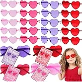 BIWEIS Valentines Day Gifts for Kids, 20 Pack Valentines Day Cards with Heart Shaped Sunglasses Bulk, Valentines Party Favors Classroom Exchange Cards for Kids Boys Girls School