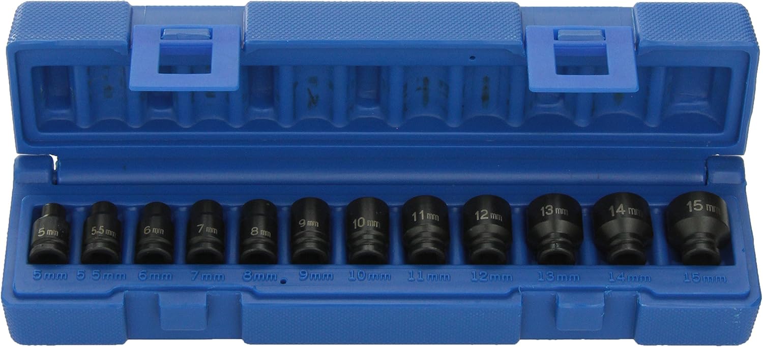 Grey Pneumatic (9712MG) 1/4" Drive 12-Piece Metric Magnetic Impact Socket Set