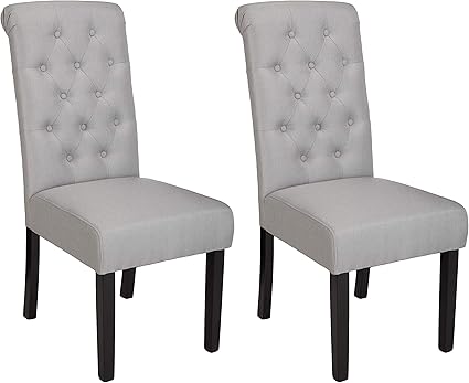 AmazonBasics Klassischer Stoff-Esszimmerstuhl, gesteppt, mit Holzbeinen