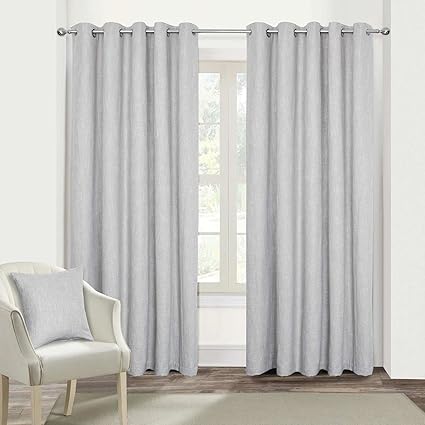 Homescapes Light Grey Textured Boucle Blackout Curtains Pair Width