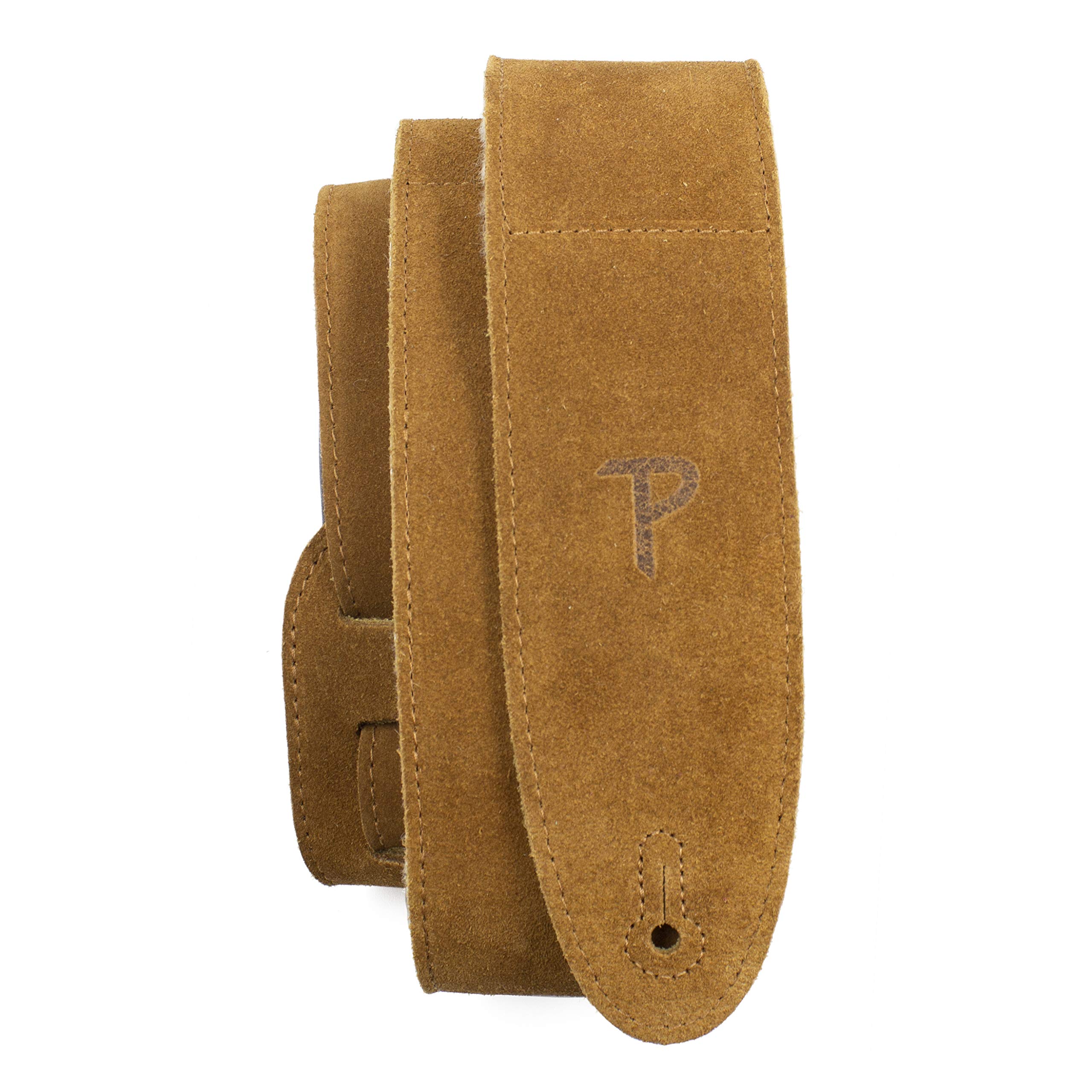 Perri's Leathers Ltd Guitar Strap, 2.5” Wide Soft Suede, Super Soft Sheepskin Fur Pad, Adjustable Length, (DL325S-200-XL) Natural, X-Long, Made in Canada