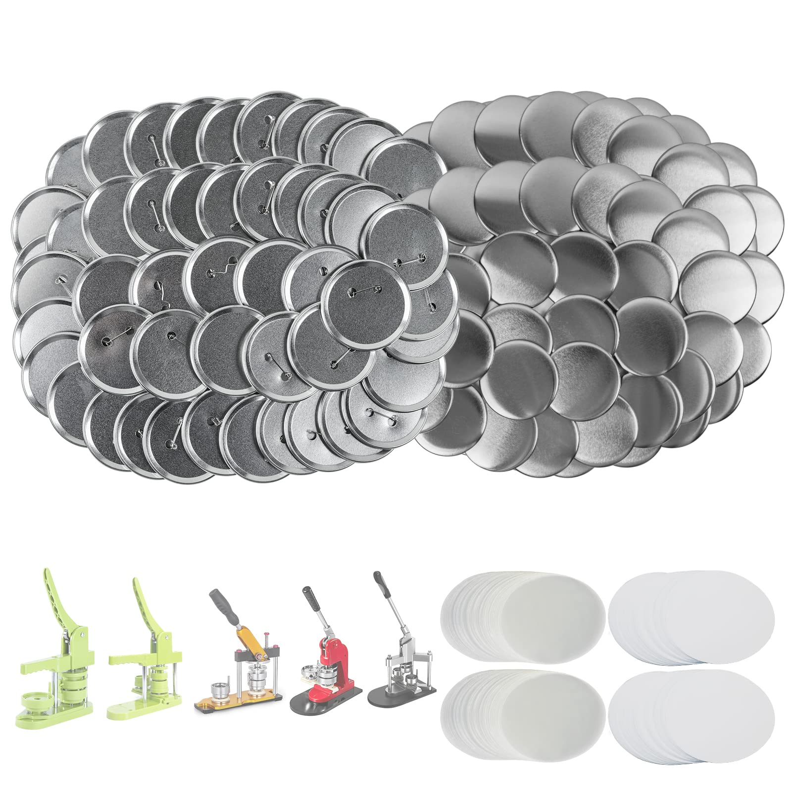 Photo 1 of Mostme 100 Sets 3 inch Button Maker Supplies, 75mm Button Supplies Button Parts Button Badge Part, Button Making Supplies, Includes Metal Button Pin Back Cover, Metal Shells, Blank Paper&Clear Film