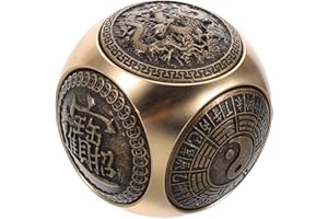 IWOWHERO Brass Six-sided Rotating Hand Therapy Ball Large Grip Strengthener Fitness Sphere for Hand Exercise and Muscle Relax