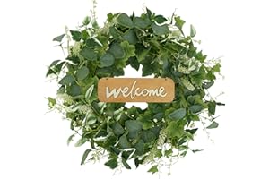 WreathDream Artificial Green Eucalyptus Wreaths for Front Door Spring Summer Wreath with Eucalyptus Leaves,Lavender Flower,Berry for Indoor Outdoor Festival Home Porch Farmhouse All Season Decor