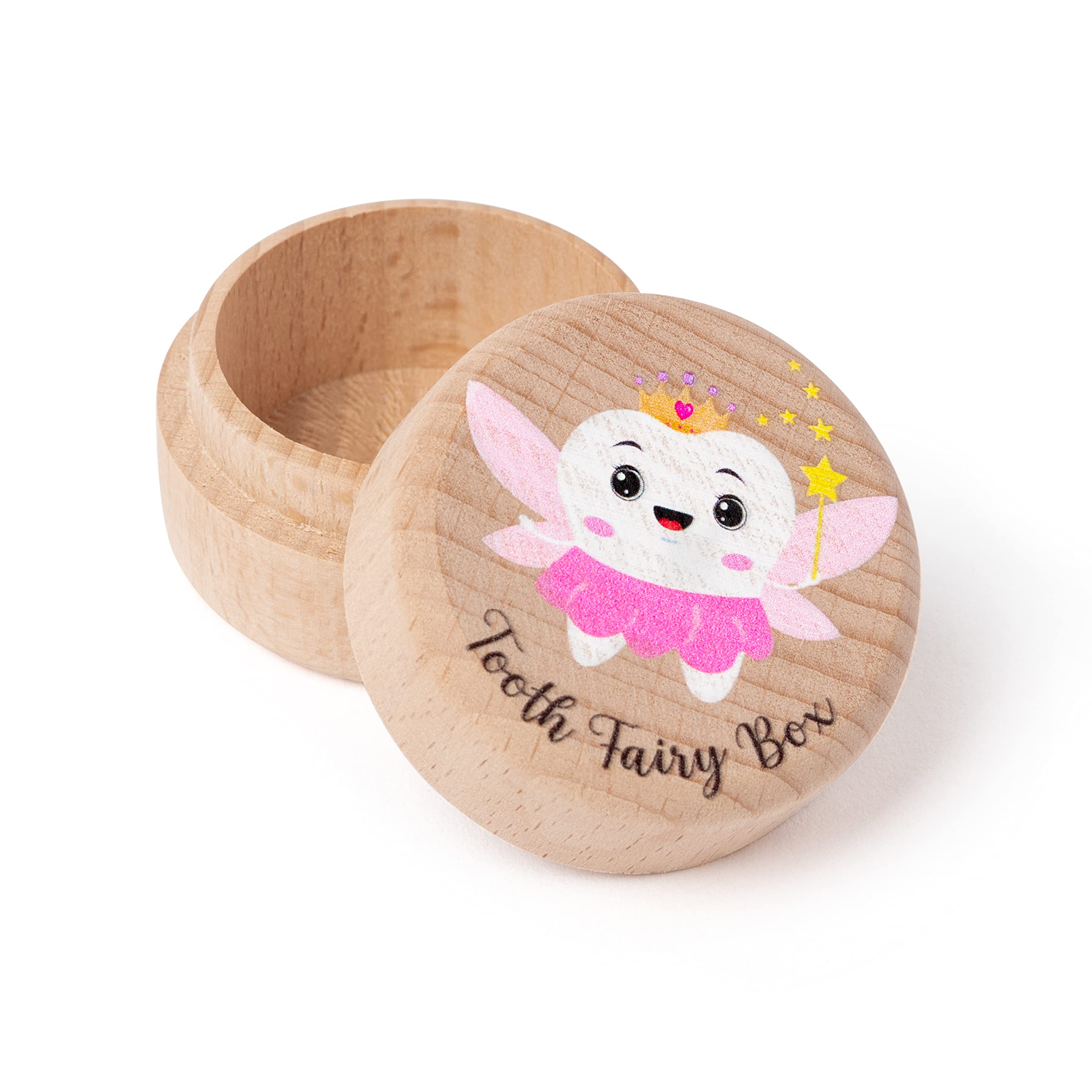 Colorful Tooth Fairy Box for Girl Wooden Tooth Fairy Keepsake Box to Place Under Pillow Cute Lost Milk Dentition Holder Baby Toddler Memory Case for Baby Shower Birthday Gift