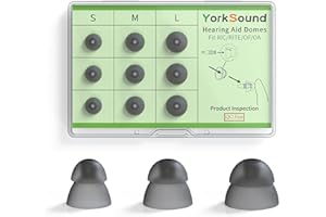 YorkSound Set of 9 Hearing Aids Domes, Silicone Power Domes Close Domes Ear Tips, Hearing Aid Replacement Domes, Sure Fit RIC RITE and Open Fit BTE Hearing Amplifier, Smoky Color, 3 Sizes