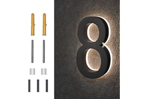 MIDIT 5 Inch Backlit LED House Numbers, Waterproof Stainless Steel, High Transparency Acrylic, LED Illuminated Home Address Number, Lighted House Numbers, Modern Address Numbers, 5 Inch Number 8