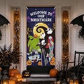Nightmare Before Halloween Door Cover Nightmare Christmas Banner Porch Sign | 70.8x35 Inch Jack Sally Nightmare Christmas Party Photo Booth Background Banner Door Sign