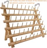 New brothread 60 Spools Wooden Thread Rack Organizer with Hanging Hooks view 2