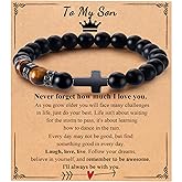 Mens Bracelet with Love Card Inspirational Jewelry Gifts for Man Christian Religious Baptism Valentines Day Graduation Retirement Christmas Beaded Bracelets Gifts