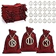 LIHAO 24 PCS Christmas Advent Calendar Bags 2025 Countdown Drawstring Pouches Burlap Hanging Gift Bag with 1 to 24 Wooden Cou
