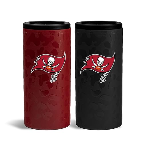 The Memory Company Officially Licensed NFL - Tampa Bay Buccaneers 2-Pack Home/Away Leopard SS Slim Can Coolie