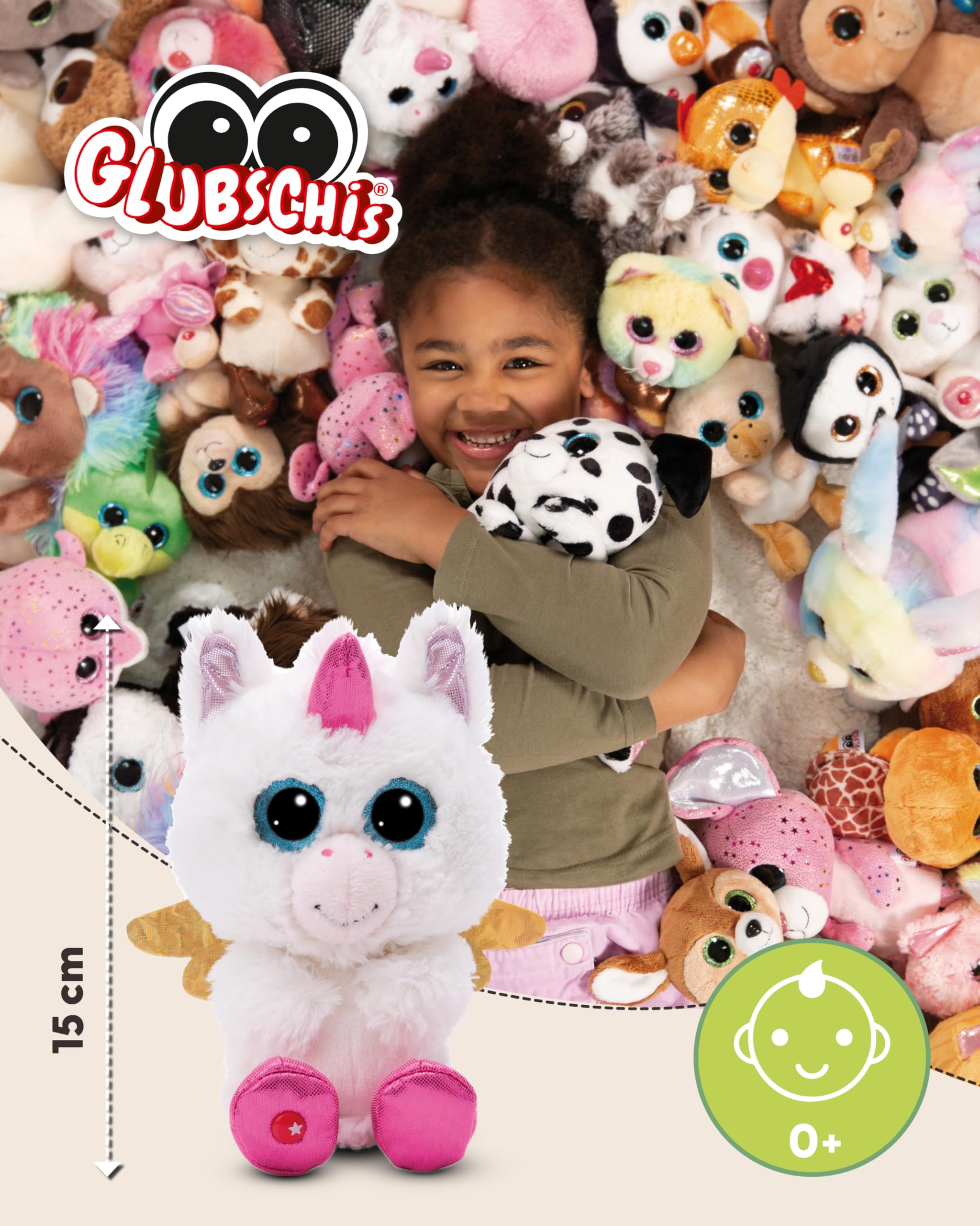 NICI Kuscheltier GLUBSCHIS Einhorn Glowy Kaddi 15cm weiß - Stofftier aus weichem Plüsch, niedliches Plüschtier zum Kuscheln und Spielen, für Kinder & Erwachsene, tolle Geschenkidee - 49695 2