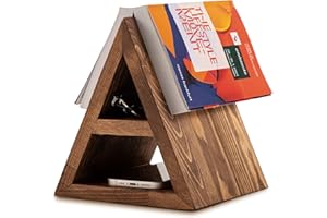 Besuerte Triangle Book Page Holder, Wooden Rest Stand, Assembly-Free Gifts for Lovers, Reading Valet, Bookstand for Bedroom, Living Room, Nook, Light Brown