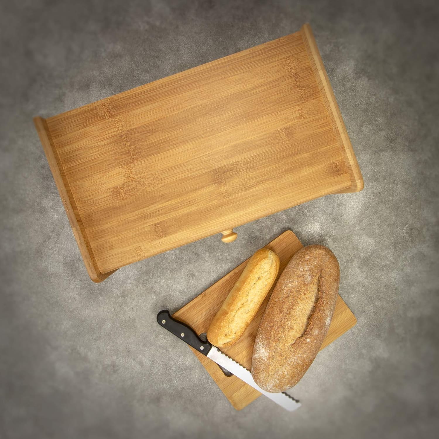 Woodluv Bread Bin Countertop Bread Storage for Kitchen With Drop Down Front Lid 23 x 38 x 24 cm (No Assembly Required) - Image 5
