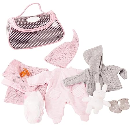 Götz 3402832 Großes Babyset Cosy Rabbit - 10-teiliges Bekleidungs- und Zubehörset für Babypuppen mit Einer Größe von 30 - 33 