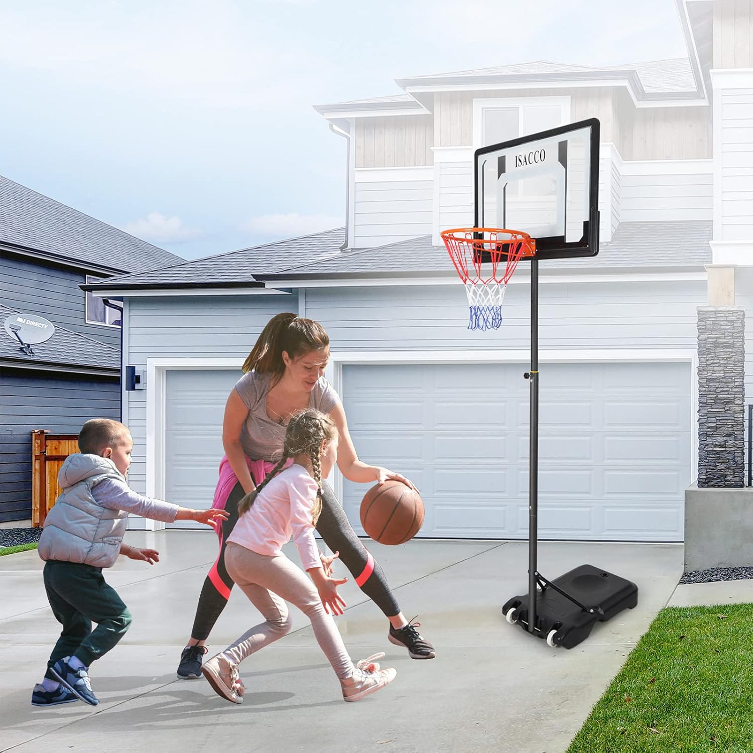 Basketball Hoop, Isacco Portable Basketball Hoop & Goal Basketball System Basketball Equipment, Adjustable Basketball Backboard Rim : Sports & Outdoors