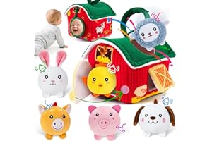NECTAR BABY Baby Toys 6-12 Months, Barn Toy with Stuffed Farm Animals - Rattle, Crinkle Paper, Montessori Toys for 1 Year Old, Sensory Toy for Toddlers 1-3 Birthday Gifts Infant Christmas Stocking Stuffers