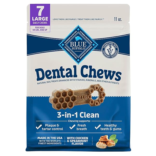 BLUE BUFFALO DENTAL CHEWS LARGE NATURAL DOG TREATS,...