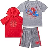 Marvel Spiderman Boys T-Shirt, Hooded T-Shirt and Shorts Set for Toddler and Little Kids