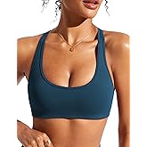 CRZ YOGA Womens Racerback Bikini Tops Scoop Neck Bathing Suit Swimsuit Padded Swim Sport Bra