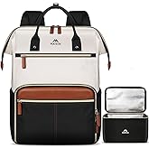 MATEIN Laptop Backpack with Lunch Box, 15.6 Inch Lunch Backpack for Women, College Computer Back Pack Work Backpacks with Insulated Lunchbox Meal Prep Bag for Teacher Nurse Commute Office, 2Pcs Set