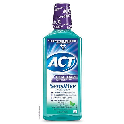 Act Total Care Anticavity Fluoride Mouthwash, Sensitive Formula Mint, 18 Fluid Ounce (885810116017)