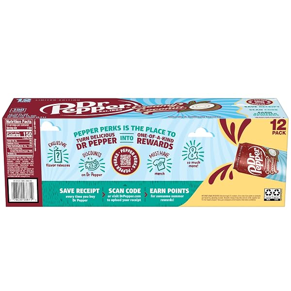 DR PEPPER CREAMY COCONUT SODA, 12 FL OZ CANS, 12 PACK