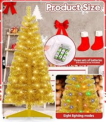 DEWUR Pre-Lit Artificial Christmas Tree, Warm White