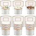 Basketball Hoop Snack Cups Basketball Party Decorations Paper Party Supplies Kids Paper Snack Cups Disposable Treat Food Bowls for Ball Themed Birthday Favors(24 Pieces)