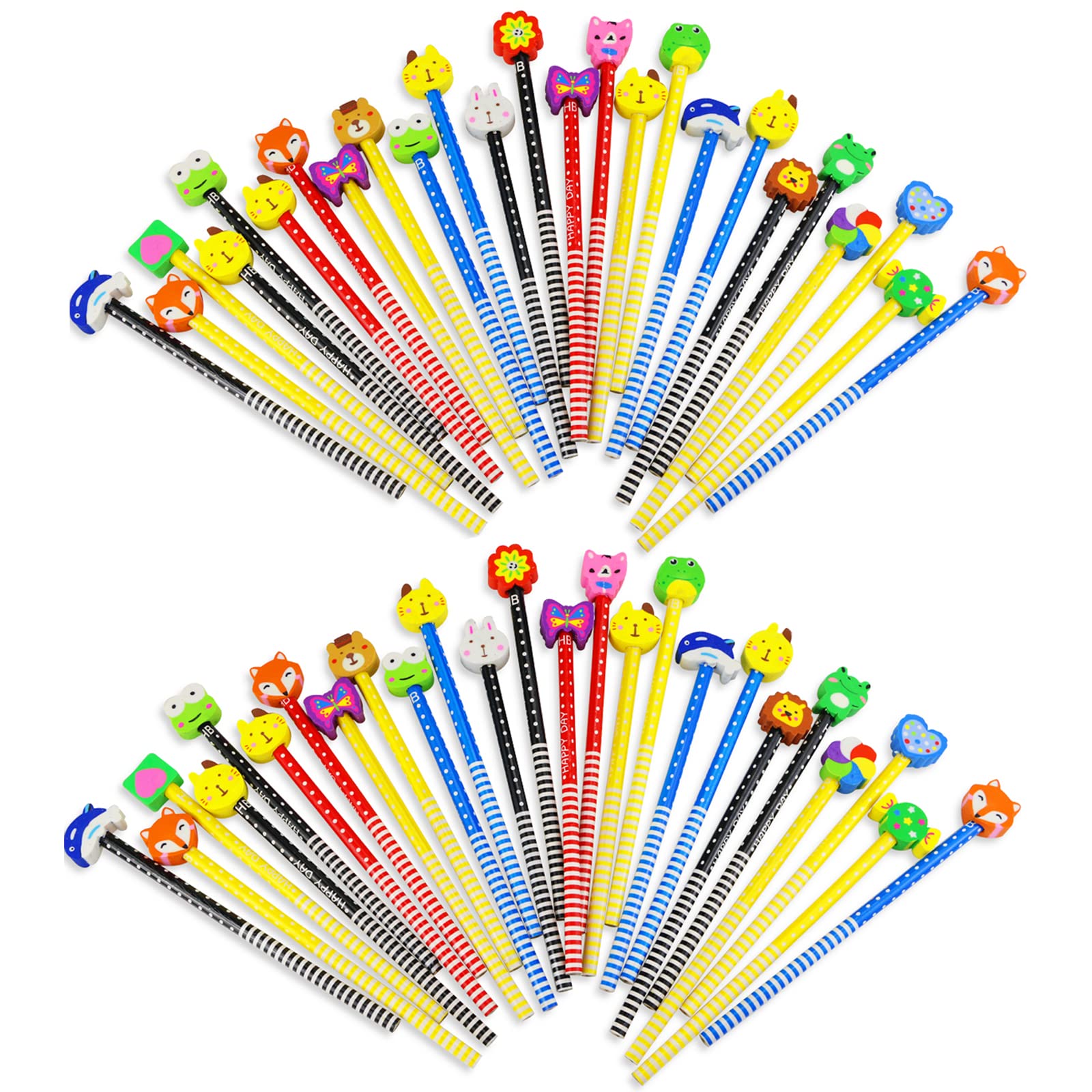 Photo 1 of Etmact 50 Pack Assorted Colorful Cartoon Animal Pencil With Erasers Toppers,Number 2 Fun Pencils For Kids,Bulk Party Favor Supplies for Ages 3-5 Classroom Novelty Design Birthday Gift