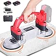 YJINGRUI Tile Vibrator 12,000VPM Tile Leveling Machine 21V 2000mA, Double Suction Cup Tile Tiling Machine 6 Gears Hand-held Tile Tiler Upgrade Lock Button (2 Battery)