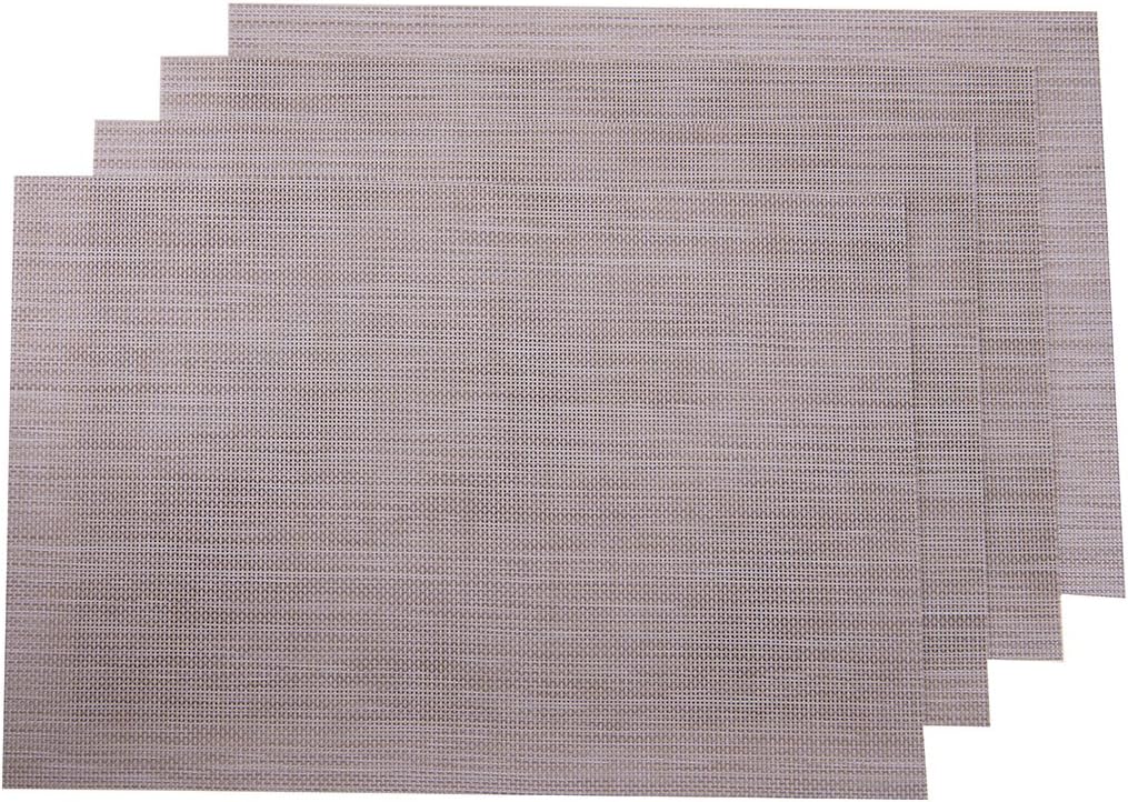 SUNSHINE FASHION Placemats,Placemats for Dining Table,Heat-Resistant Placemats, Stain Resistant Washable PVC Table Mats,Kitchen Table mats (4, Linen): Home & Kitchen