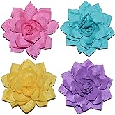 Dog Collar Flowers Attachement Bow Tie Accessories for Pet Grooming 4pcs | OD 8cm; Chiffon; Hot Pink, Mint Cyan, Bright Yellow, Violet