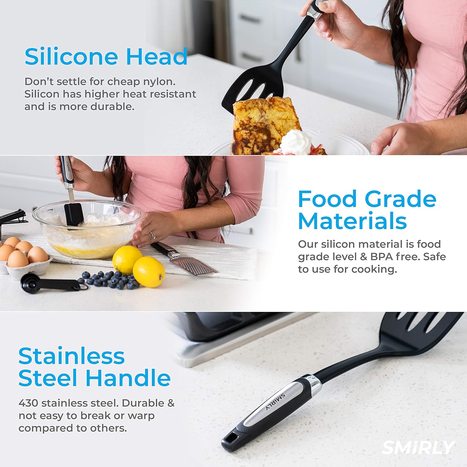Smirly Silicone Kitchen Utensils Set with Holder: Silicone Cooking Utensils Set for Nonstick Cookware, Kitchen Tools Set, Silicone Utensils for Cooking Set Kitchen Set for Home Kitchen Accessories Set: Kitchen & Dining